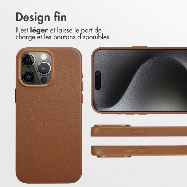 Accezz Coque arrière en cuir avec MagSafe Apple iPhone 15 Pro Max - Sienna Brown