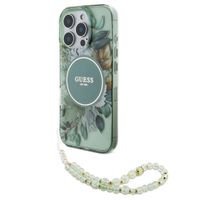 Guess MagSafe IML Flowers Case avec beads strap iPhone 15 - Green