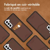 Accezz ﻿Coque en cuir de qualité supérieure avec fentes pour cartes Samsung Galaxy S21 - Brun