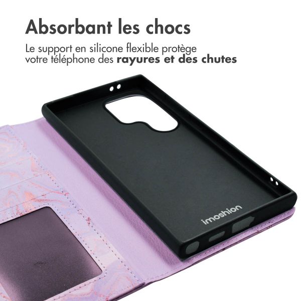 imoshion Étui de téléphone portefeuille Design Samsung Galaxy S24 Ultra - Purple Marble