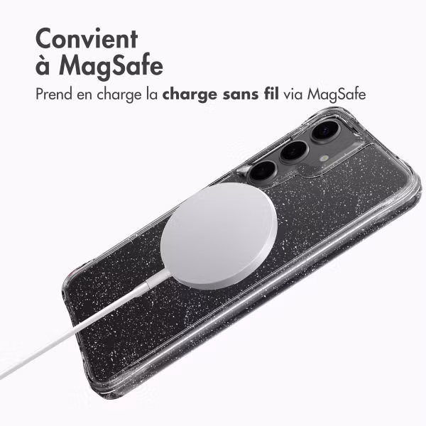 imoshion Coque arrière transparente Pailletée avec MagSafe Samsung Galaxy S25 - Argent