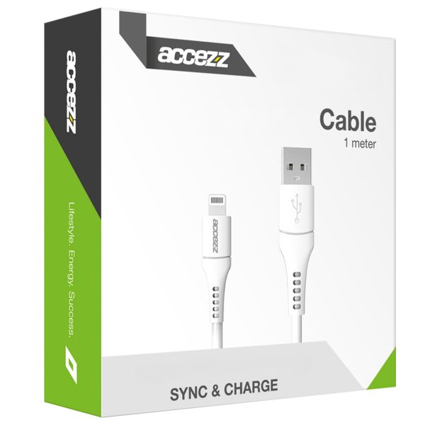 Accezz Câble Lightning vers USB - Certifié MFi - 1 mètre - Blanc