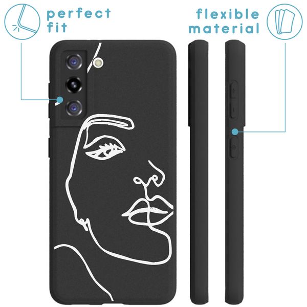imoshion Coque Design Samsung Galaxy S21 - Line Art Woman White