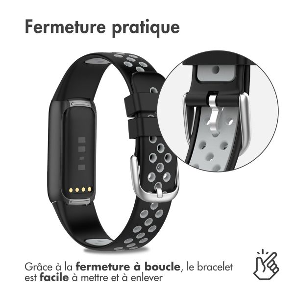 imoshion Bracelet sportif en silicone Fitbit Luxe - Noir/Gris