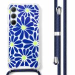 imoshion Coque Design avec cordon Samsung Galaxy A55 - Cobalt Blue Flowers Connect