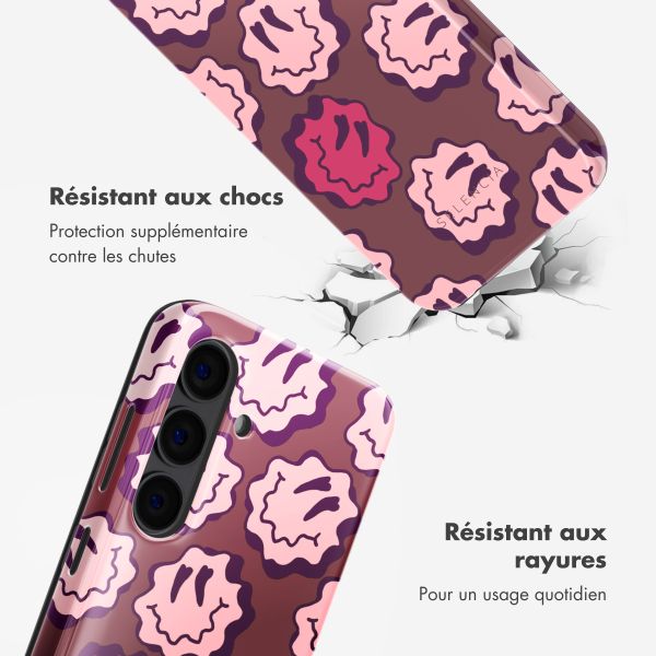 Selencia Coque arrière Vivid Samsung Galaxy S24 - Wavy Smiley Pink
