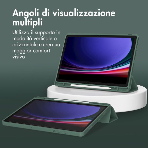 Accezz Coque tablette portefeuille Smart Silicone Samsung Galaxy Tab A9 8.7 pouces - Vert foncé