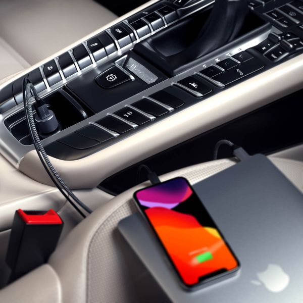 Satechi Chargeur de voiture double 72 watts | USB-A + USB-C - Gris sidéral