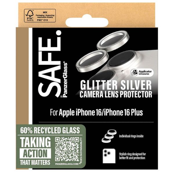 PanzerGlass Protection Caméra SAFE iPhone 16 / 16 Plus - Glitter Silver