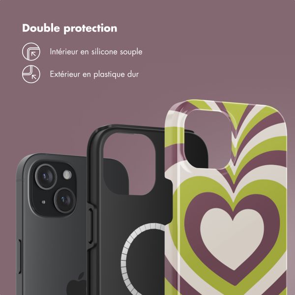 Selencia Coque arrière Vivid avec MagSafe Apple iPhone 15 - Double Hearts Plum Fern