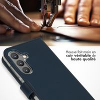 Selencia Étui portefeuille en cuir véritable Samsung Galaxy S24 - Bleu foncé