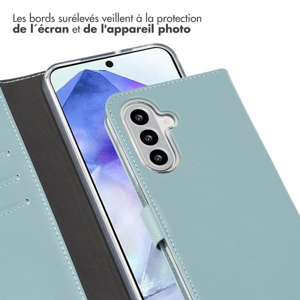 Selencia Étui de téléphone portefeuille en cuir véritable Samsung Galaxy A26 - Air Blue