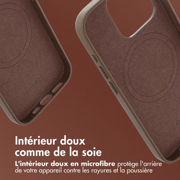 Accezz Coque arrière en cuir avec MagSafe Apple iPhone 15 Pro - Marron café