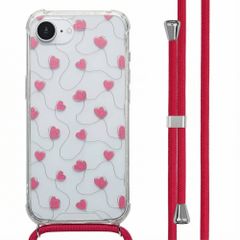 imoshion Coque Design avec cordon Apple iPhone 16e - Dusty Rose Connected Hearts