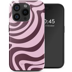 Selencia Coque arrière Vivid avec MagSafe iPhone 15 Pro - Wavy Swirl Pink Plum