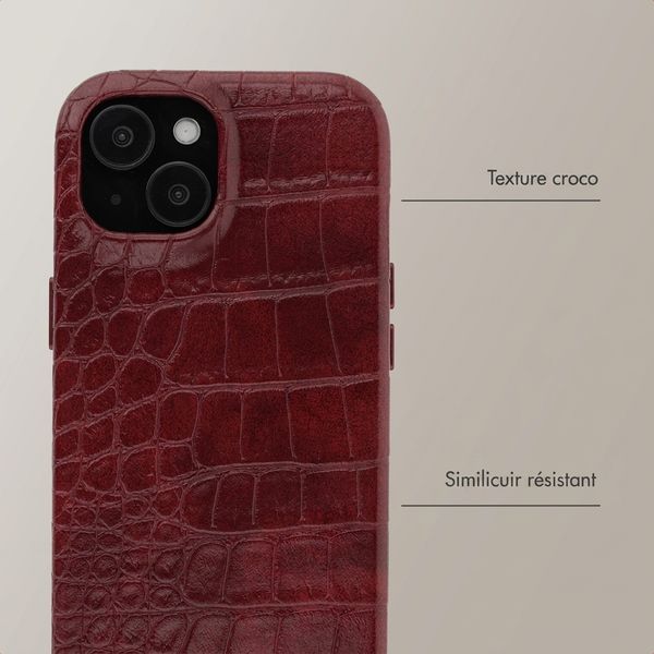 Selencia Coque arrière Croco avec MagSafe Apple iPhone 15 - Burgundy