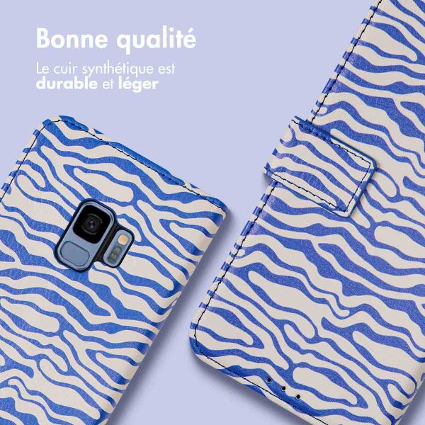 imoshion Étui de télephone portefeuille Design Samsung Galaxy S9 - White Blue Stripes