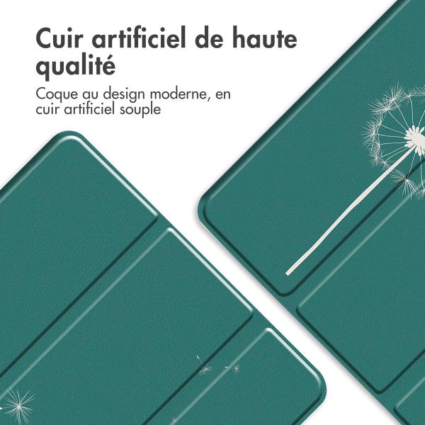 imoshion Coque tablette Design Trifold Apple iPad 9 (2021) 10.2 pouces / iPad 8 (2020) 10.2 pouces / iPad 7 (2019) 10.2 pouces - Petrol Green Dandelion