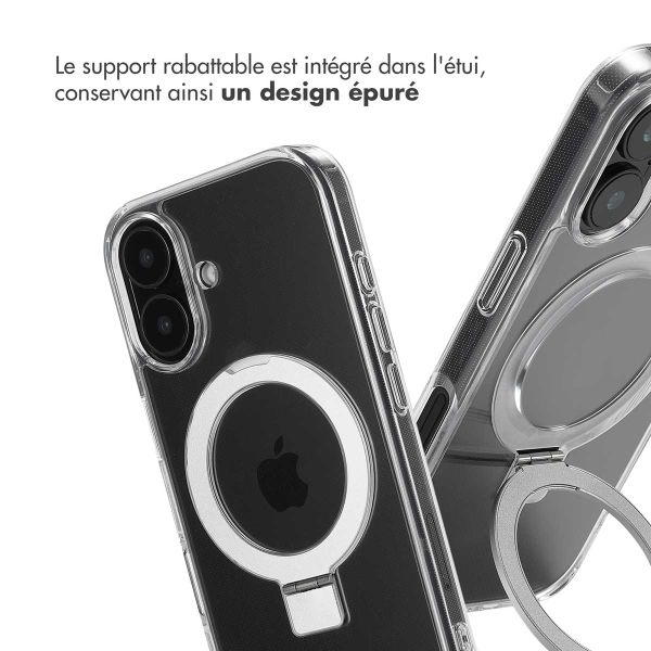 Accezz Coque Ring Stand avec MagSafe Apple iPhone 16 - Transparent
