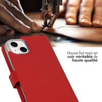 Selencia Étui de téléphone portefeuille en cuir véritable iPhone 14 Plus - Rouge