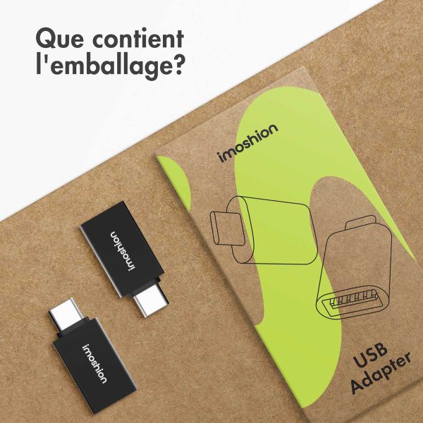 imoshion 2x Adaptateur USB-C (mâle) vers USB-A 3.2 (femelle) - OTG - Noir