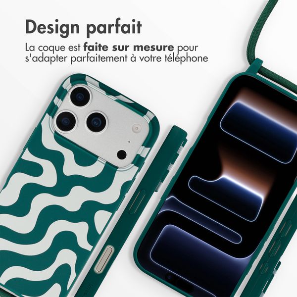 imoshion Coque design en silicone avec cordon Apple iPhone 17 Pro - Petrol Green Groovy
