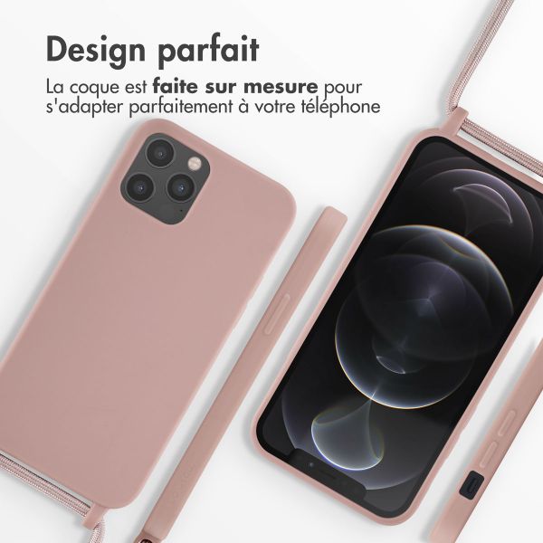imoshion Coque en silicone avec cordon Apple iPhone 12 (Pro) - Sand Pink