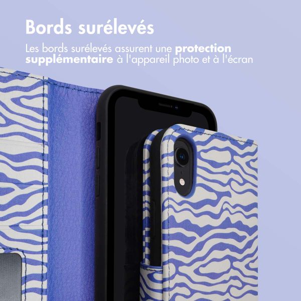 imoshion ﻿Étui de téléphone portefeuille Design iPhone Xr - White Blue Stripes