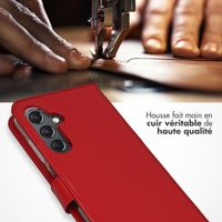 Selencia Étui portefeuille en cuir véritable Samsung Galaxy A25 (5G) - Rouge