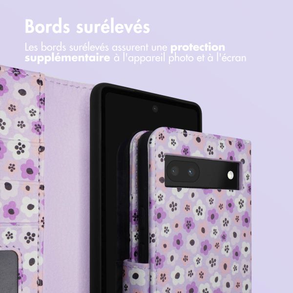 imoshion Étui de télephone portefeuille Design Google Pixel 6a - Purple Flowers