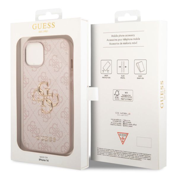 Guess Coque 4G Metal Logo Backcover iPhone 14 - Rose