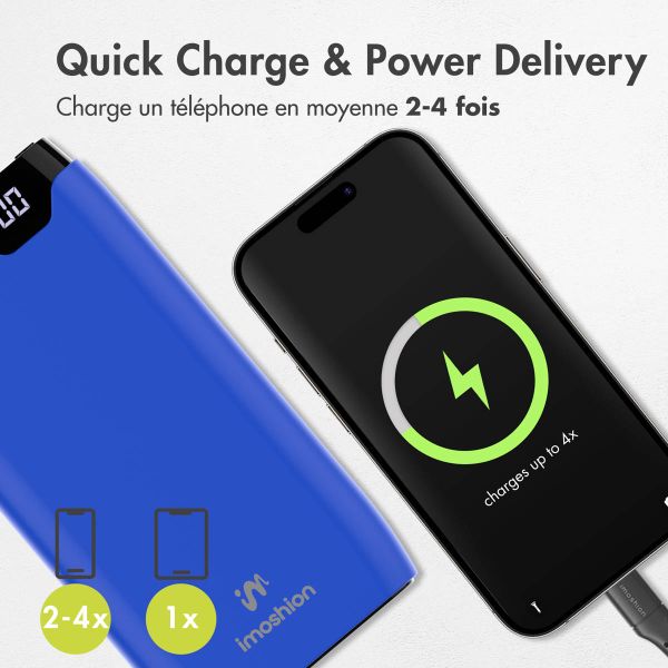 imoshion Batterie externe - 20.000 mAh - Quick Charge et Power Delivery - Bleu cobalt