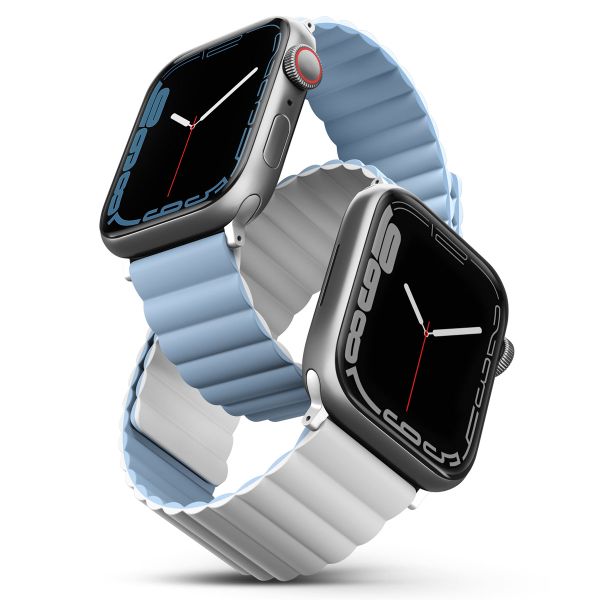 Uniq Bracelet Revix réversible Apple Watch Series 1 t/m 11 / SE / Ultra (44/45/46/49 mm) - Arctic (White/Blue)