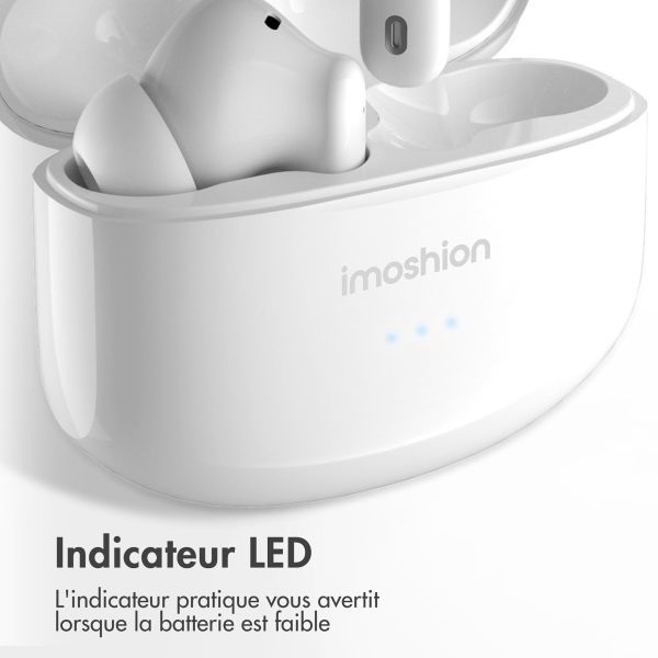 imoshion ﻿Écouteurs Aura Pro - Écouteurs sans fil - Écouteurs sans fil Bluetooth - Avec fonction de réduction du bruit ANC - Blanc