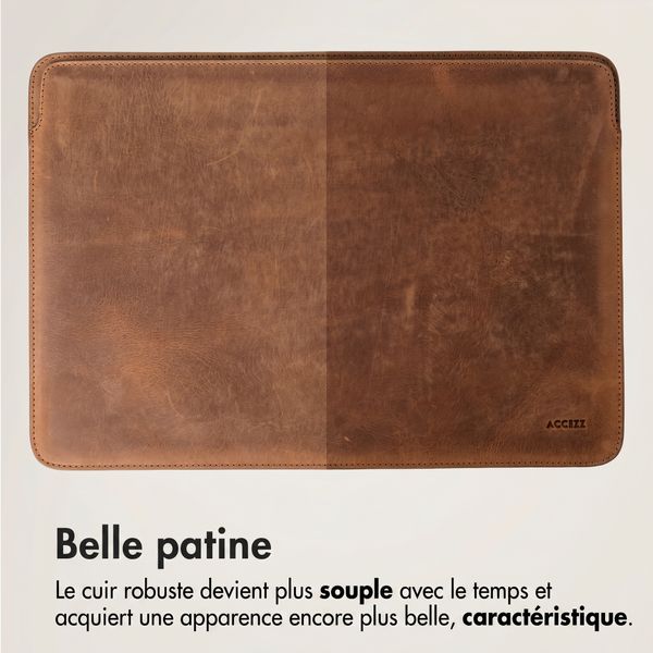 Accezz Leather Pochette ordinateur Apple MacBook 13 pouces - Cognac