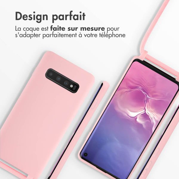 imoshion Coque en silicone avec cordon Samsung Galaxy S10 - Rose