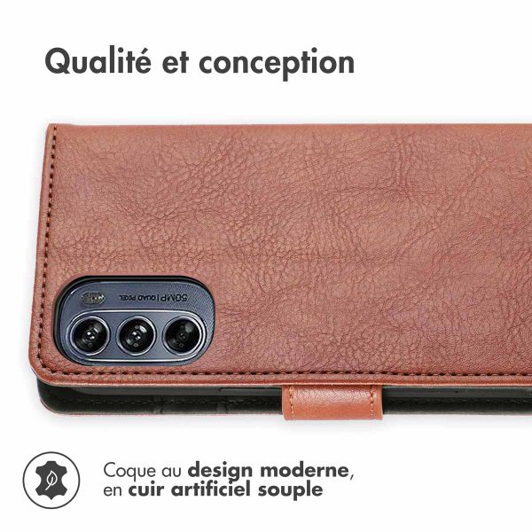 imoshion Étui de téléphone portefeuille Luxe Motorola Moto G62 - Brun