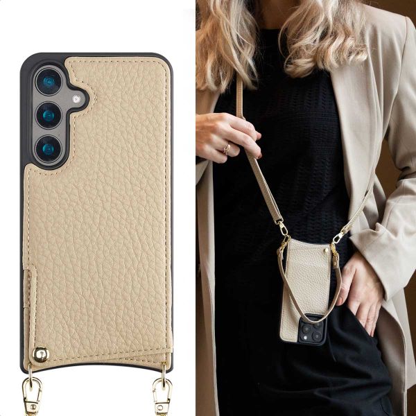 Selencia Coque arrière avec cordon et porte-cartes Nova Samsung Galaxy S24  - Beige