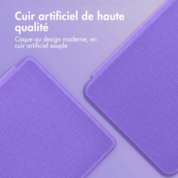 imoshion Étui de liseuse portefeuille Canvas Sleepcover avec support Kobo Libra 2 / Tolino Vision 6 - Violet