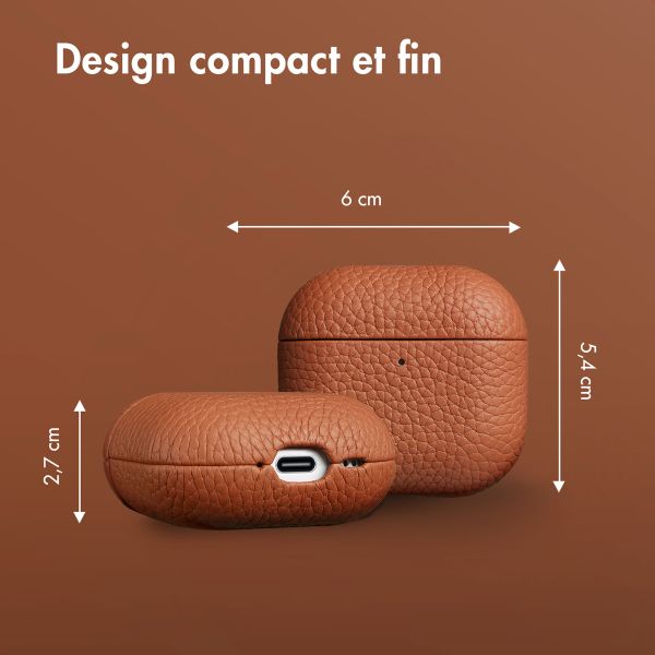Accezz Coque en Cuir véritable Apple AirPods 4 - Cognac