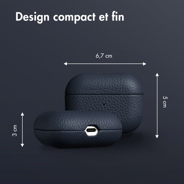 Accezz Coque en Cuir véritable Apple AirPods Pro - Bleu foncé