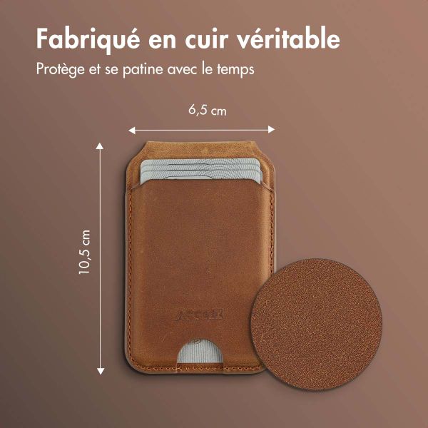 Accezz Porte-cartes MagSafe en cuir vintage avec support - Tobacco Cognac
