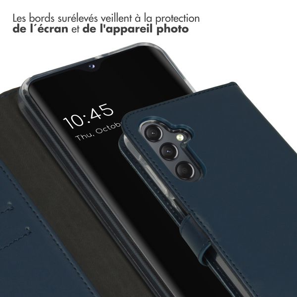 Selencia Étui de téléphone portefeuille en cuir véritable Samsung Galaxy A25 (5G) - Bleu