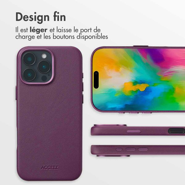 Accezz Coque arrière en cuir avec MagSafe Apple iPhone 16 Pro Max - Heath Purple