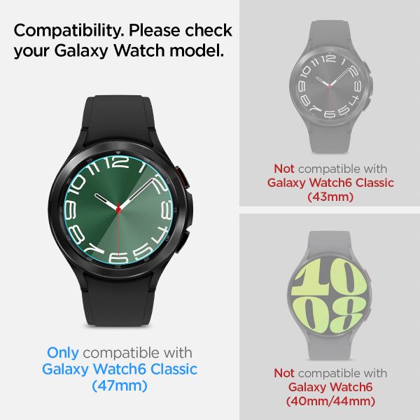 Spigen Protection d'écran EZ FIT Glas.tR avec applicateur Samsung Galaxy Watch 6 Classic - 47 mm - Transparent