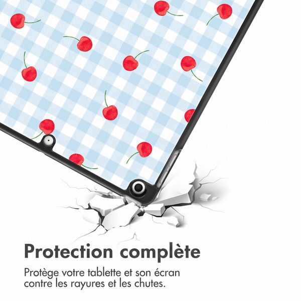 imoshion Coque tablette Design Trifold Apple iPad 9 (2021) 10.2 pouces / iPad 8 (2020) 10.2 pouces / iPad 7 (2019) 10.2 pouces - Cherry Check