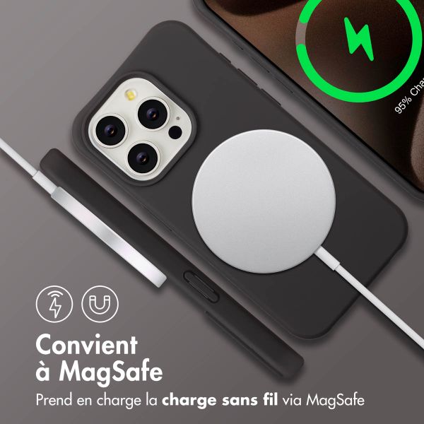 imoshion Coque arrière Color avec cordon amovible et MagSafe Apple iPhone 15 Pro - Black Coffee