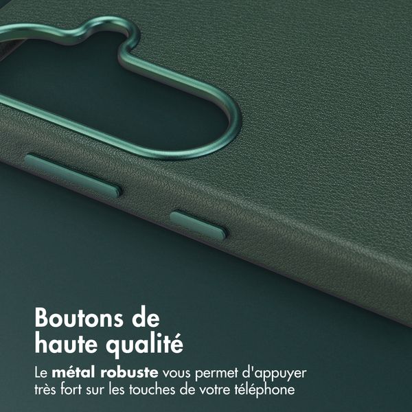 Accezz Coque arrière en cuir avec MagSafe Samsung Galaxy S26 Plus - Cedar Green