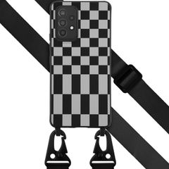 Selencia Coque design en silicone avec cordon amovible Samsung Galaxy A53 - Irregular Check Black
