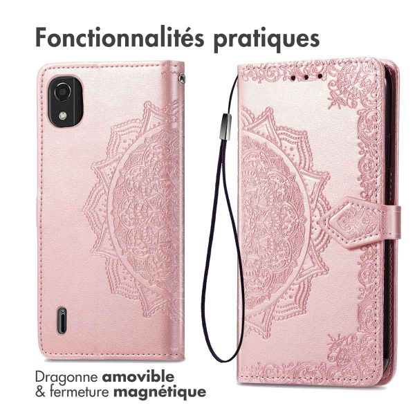 imoshion Etui de téléphone portefeuille Mandala Nokia C2 2nd Edition - Rose Dorée